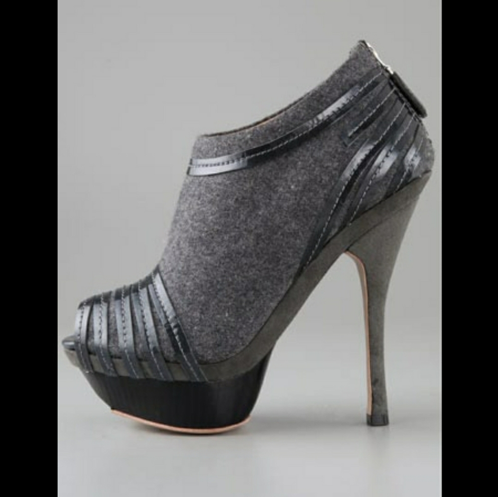 L.A.M.B Peep Toe Wool Heels